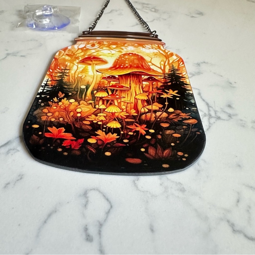 Mushroom Fantasy Painted Acrylic Mason Jar Suncatcher
Hanging Cottage Home Decor - Picture 8 of 10